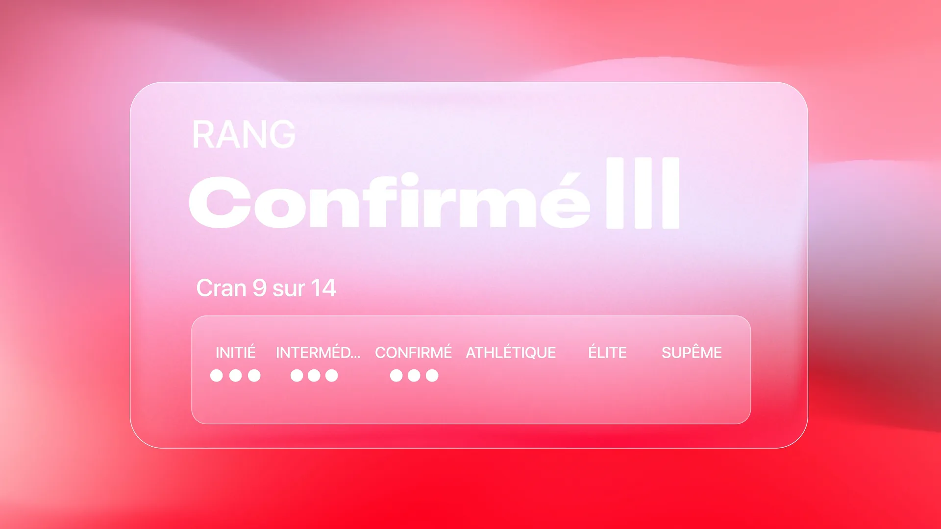 Aperçu de la vidéo de démonstration, l'écran du rang Confirmé III dans l'application ShapeMax